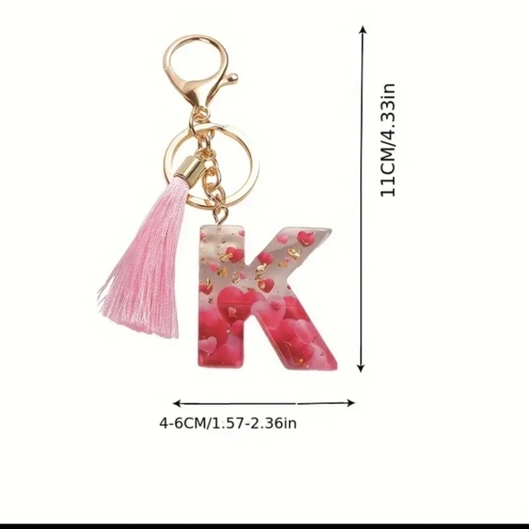 NEW! Resin Letter "C" Initial đź’•Hearts Keychain Purse Charm ~ Backpack, Bag, đźš— - Picture 3 of 4